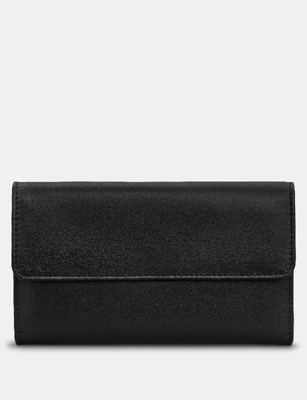 Black Leather Flap Over Purse