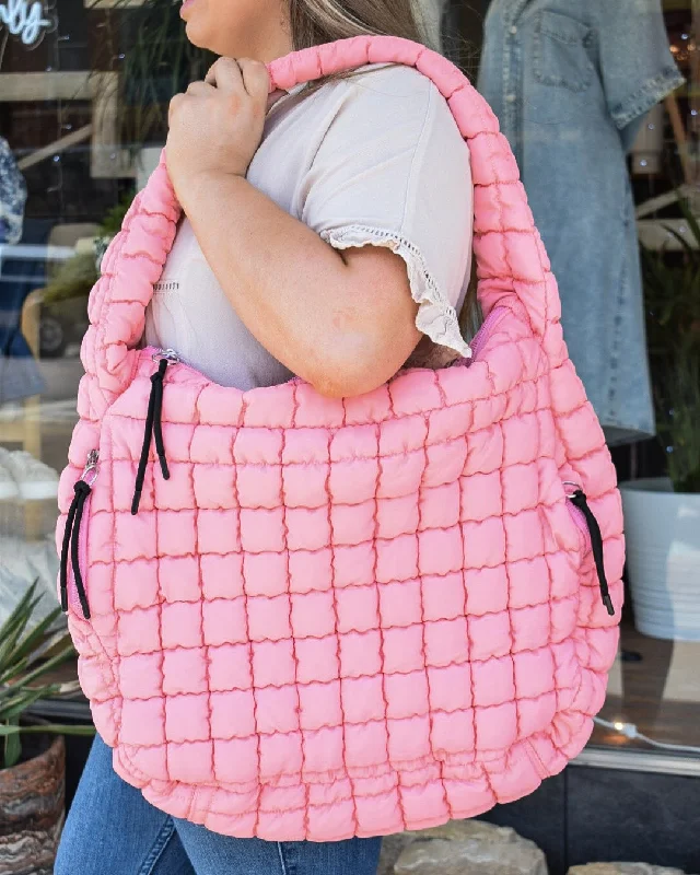 OVERSIZED QUILTED CARRYALL CROSSBODY BAG - 8 COLORS