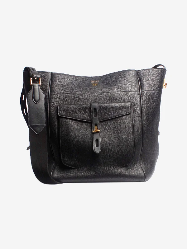 Black leather shoulder bag