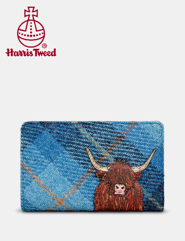 Highland Cow Harris Tweed & Leather Oxford Purse