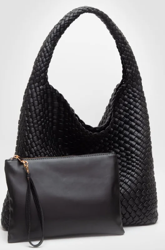 Tiara Woven Hobo Tote Bag With Pouch