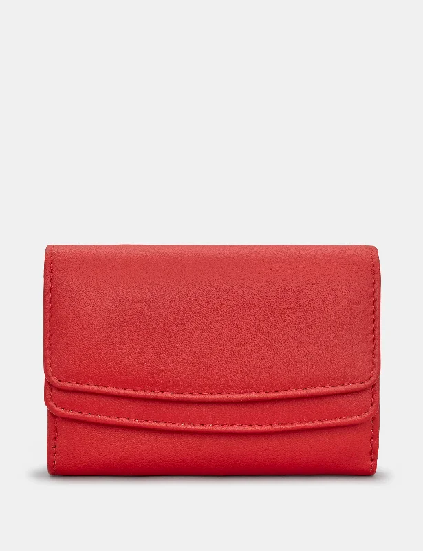 Red Leather Double Flap Over Purse