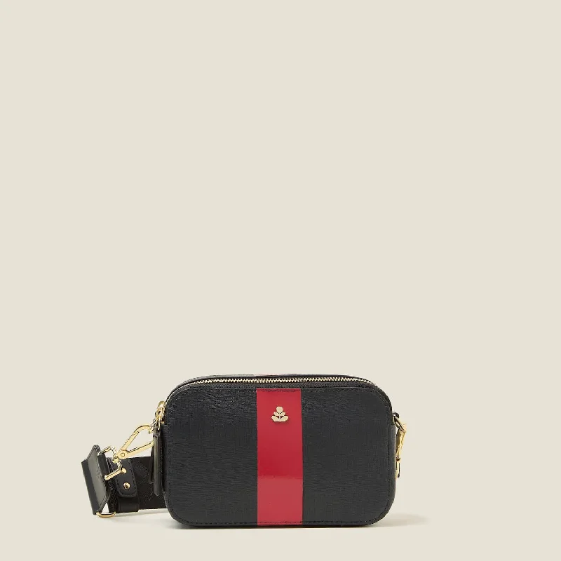 Duo Crossbody - Shiny Stripe Navy Red