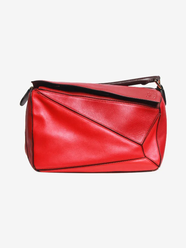 Red medium tri-colour Puzzle bag