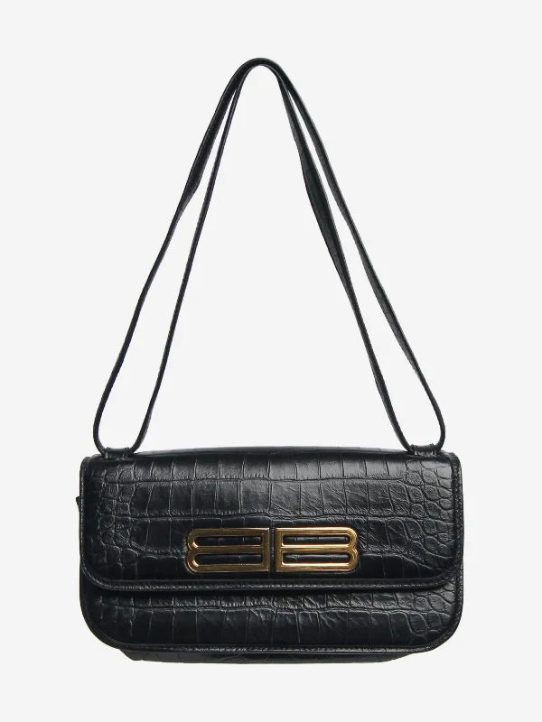 Black Gossip crocskin shoulder bag