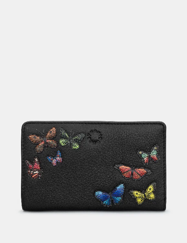 Amongst Butterflies Black Leather Oxford Purse