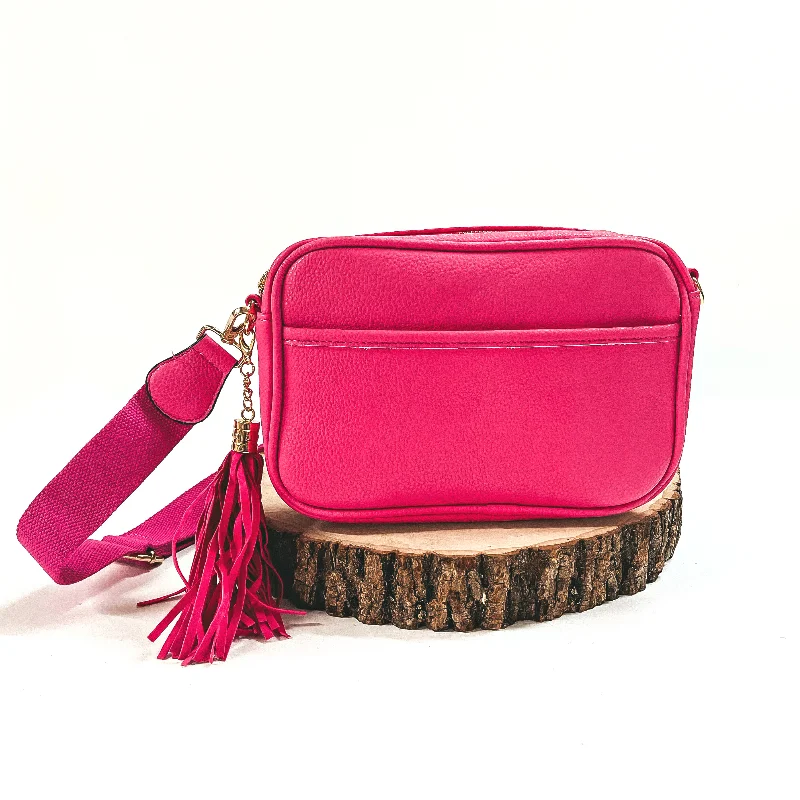 Lovin' Life Small Rectangle Crossbody Purse in Fuchsia