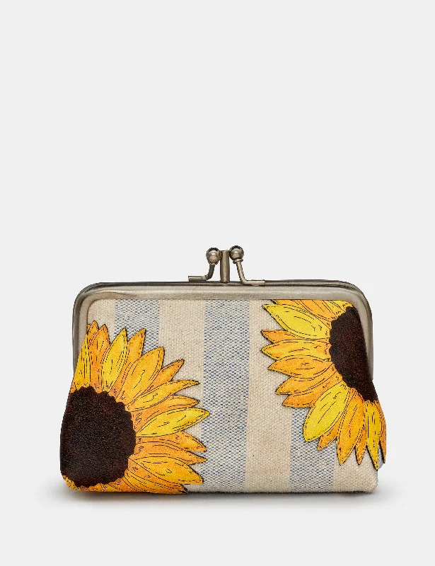 Sunflower Bloom Leather And Canvas Aubrey Frame Purse