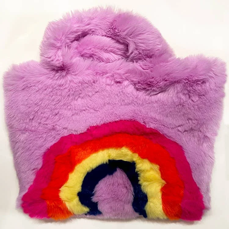 Furry Rainbow Tote Purse