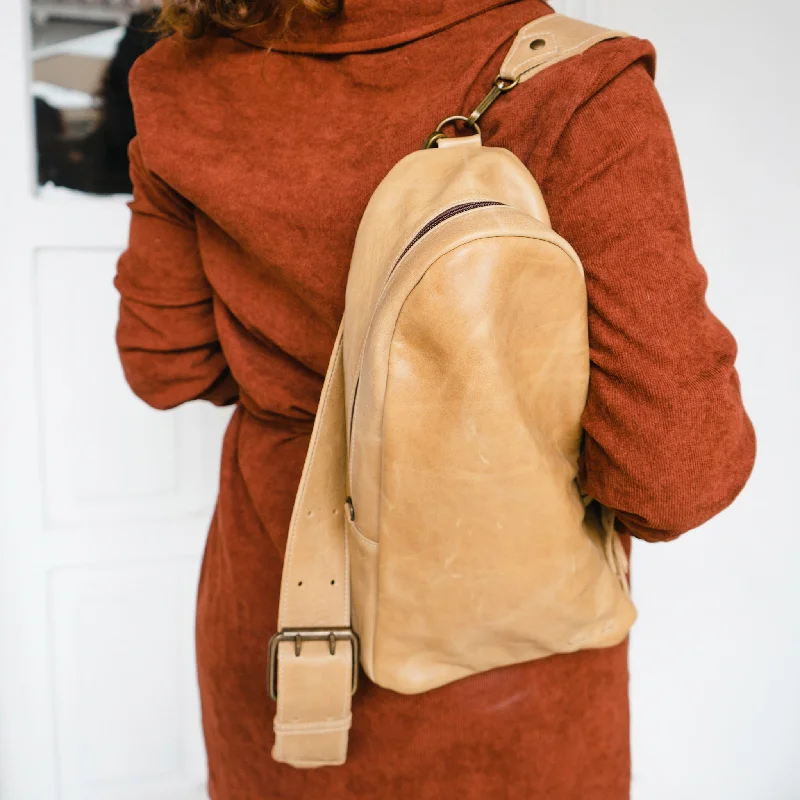 CROSSBODY SLING 2.0 - LARGE - FULL LEATHER - CAMEL