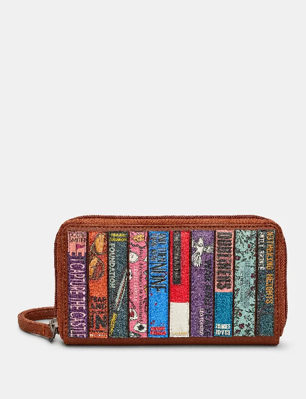 Bookworm Brown Vegan Leather Purse With Wrist Strap