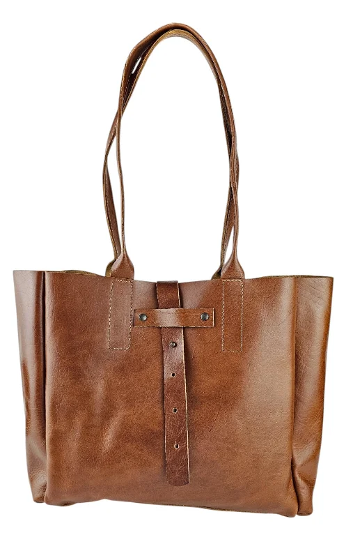 The Elara Tote Bag - Cognac Brown