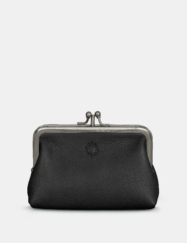 Black Leather Aubrey Frame Purse