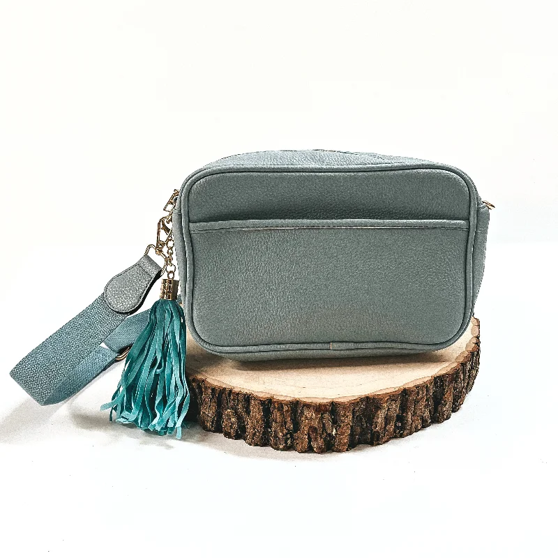 Lovin' Life Small Rectangle Crossbody Purse in Dusty Light Blue