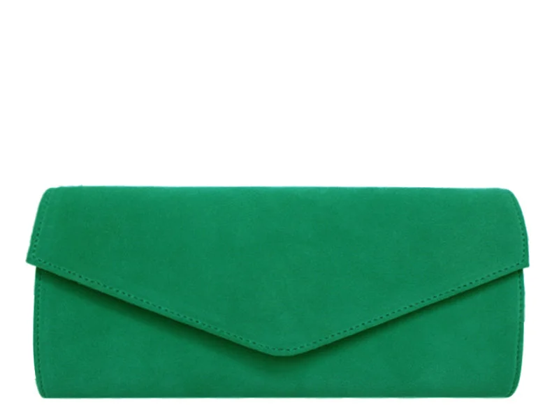 Clutch Handbag Suede - Green Emerald