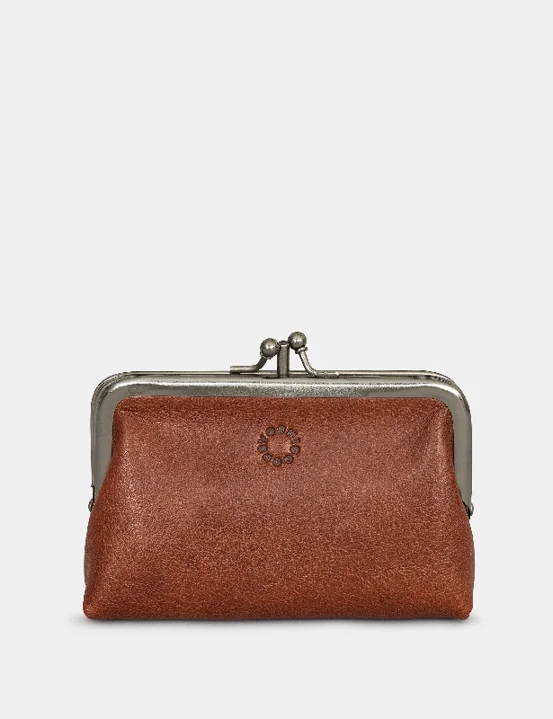 Brown Leather Aubrey Frame Purse