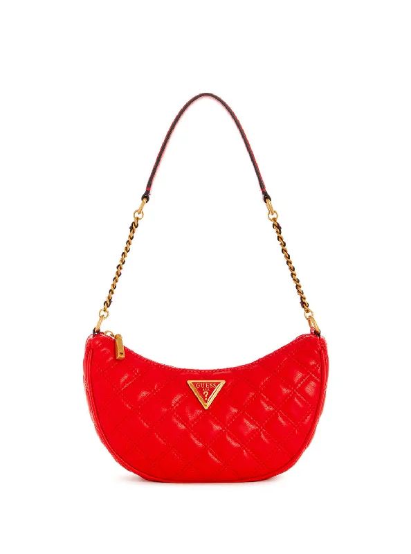 Red Quilted Giully Shoulder Bag