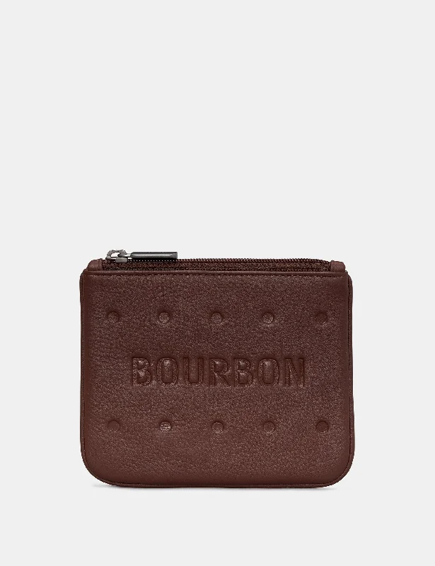 Bourbon Biscuit Leather Zip Top Purse