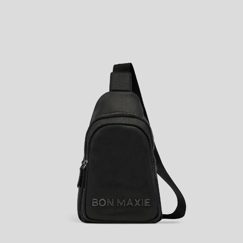 Multiwear Leather Sling Bag -- Black Bold Logo